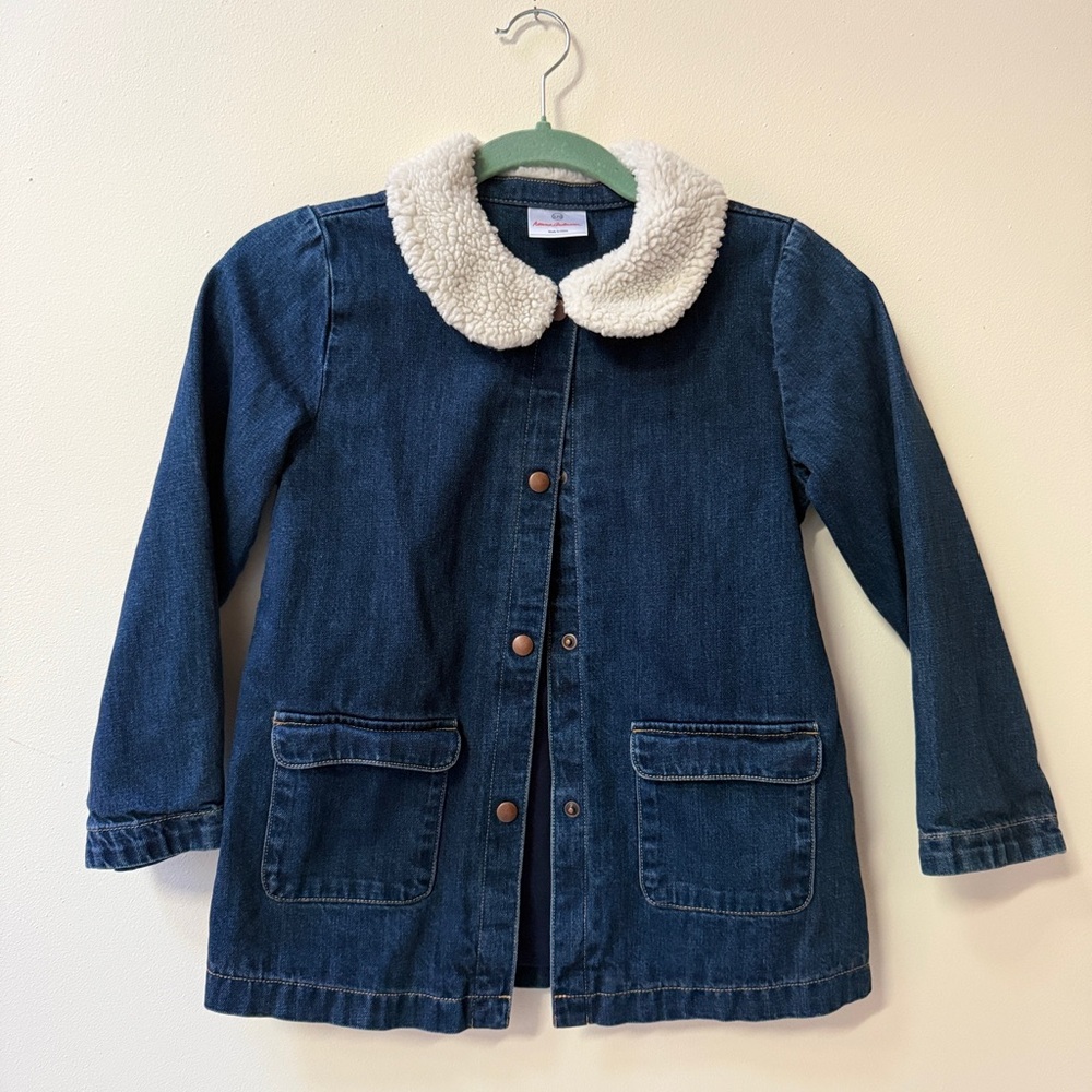 Hanna Andersson Kids Denim Jacket with Sherpa Collar